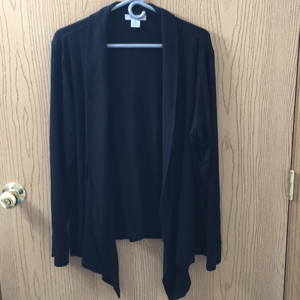Liz Claiborne Open Front Drape Cardigan Sweater Black